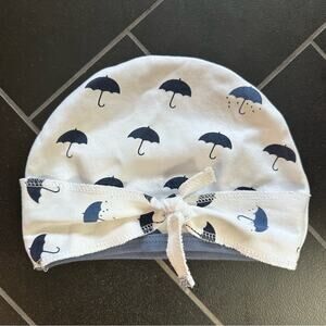 L'ovedbaby Organic Cotton Hat - Umbrella Print - White and Navy